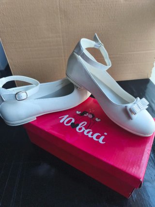 Zapatos Bailarinas 10 Baci Blancos y Plateados