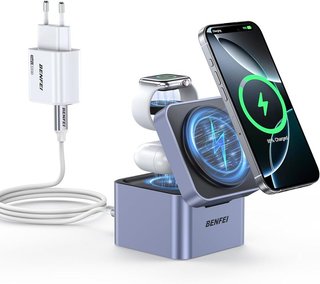 BENFEI Cargador Plegable 3en1 Inalámbrico 33W