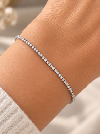 Pulsera de plata de ley 925 con circonitas de 2 mm