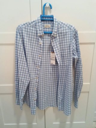 Camisa Sfera Hombre Cuadros Azul y Blanco