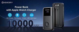 NEWDERY 10000mAh Magnetic PowerBank +Cables Negro