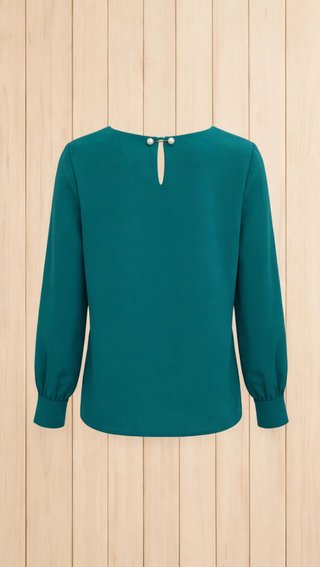 Blusa Verde Azulado con Detalle en Cuello