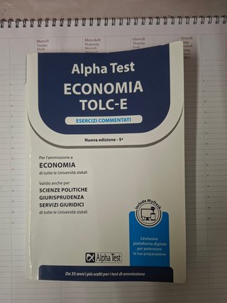 Alpha Test. Economia TOLC-E. Esercizi commentat...