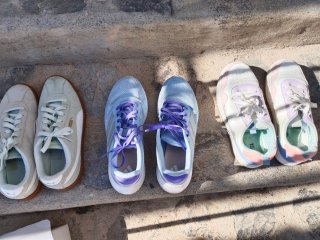 Lote Zapatos Mujer Beige y Morado.
