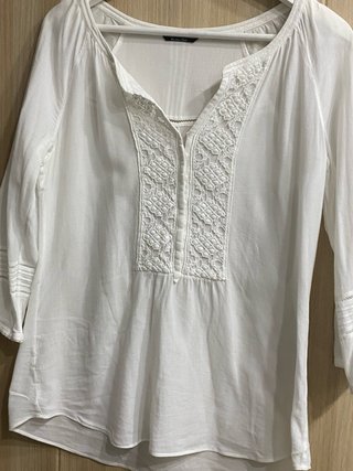 Blusa Massimo Dutti Blanco Roto