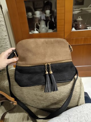 Bolso de vestir bicolor marrón y negro