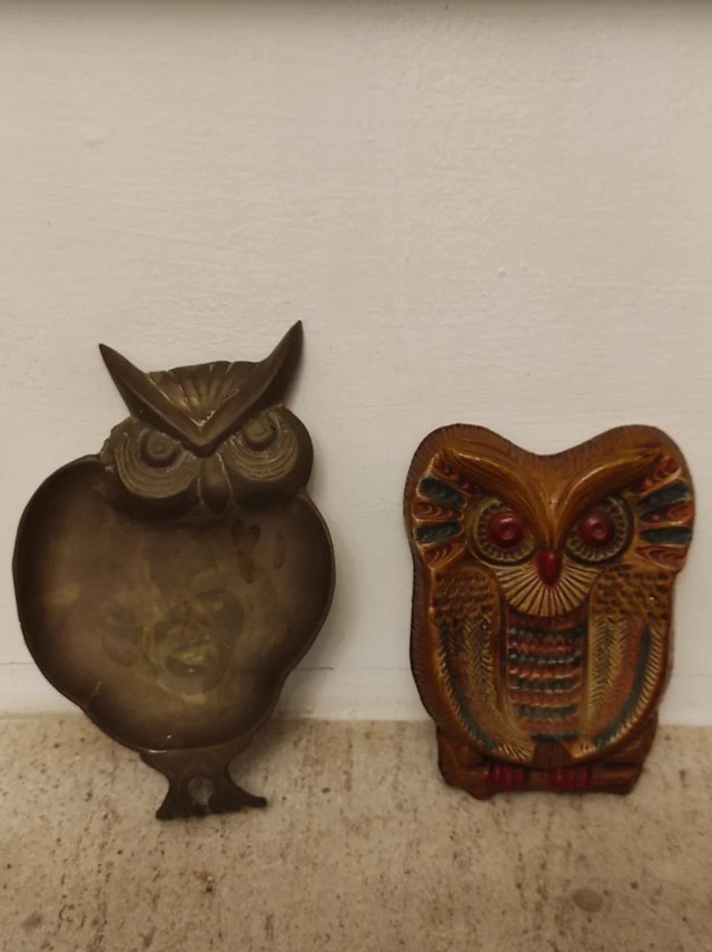 Ceniceros búhos bronce y terracota son dos