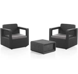 Conjunto jardín: 2 butacas + mesa