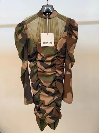 Abito corto drappeggiato mimetico - nuovo con...