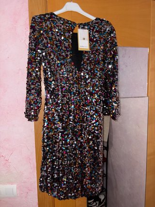 Vestido lentejuelas multicolor Talla S.