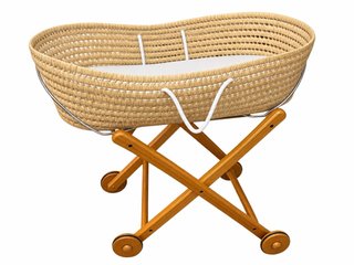 Minicuna de Mimbre con Estructura de Madera
