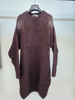 Maglione lungo / Abito in maglia con strass -...