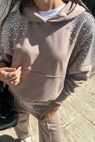 Felpa con cappuccio con strass - nuovo