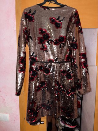 Vestido lentejuelas oro y rojo