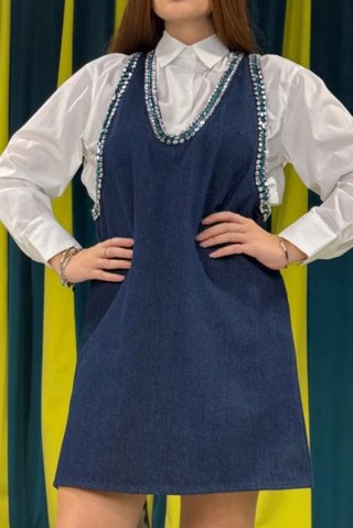 Abito in denim smanicato 100% cotone - nuovo