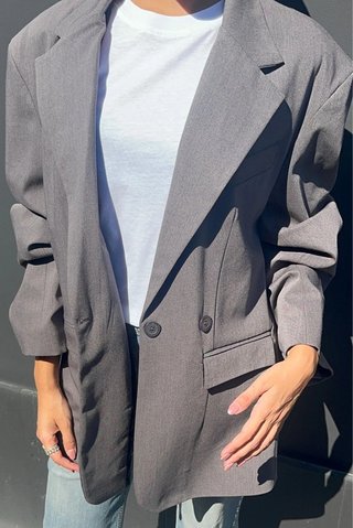 Blazer oversize grigio spigato - nuovo con...
