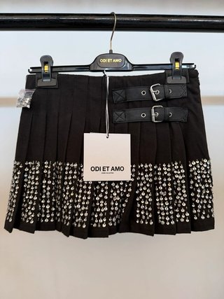 Gonna a pieghe con strass e fibbie - Nuova con...