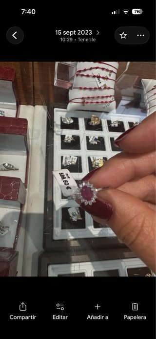 Sortija Oro Blanco 18K con Rubí y Diamantes
