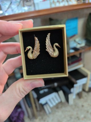 Pendientes Cisne Oro 18k Nuevos