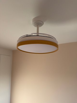 Ventilador Techo LED Madera y Blanco
