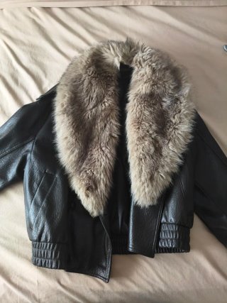 Cazadora Polipiel Marrón Oversize con Cuello
