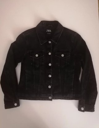 Cazadora tejana negra Zara Talla L