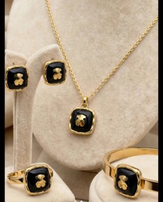 Conjunto de Joyas Oso tous  Negro y Dorado