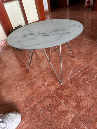 Mesa de Centro Redonda con Sobre de Mármol