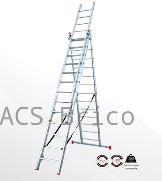 Escalera Aluminio 3x15 - 4+4+4 M - 80x25mm