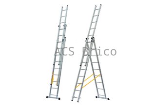 Escalera Aluminio 3x9 - 2,60+2,60+2,60 M - 60-60-60x25mm