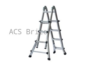 Escalera Telescópica Articulada Aluminio 4+4 Pestaña