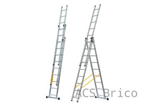 Escalera Aluminio 3x9 - 2,60+2,60+2,60 M - 60-60-60x25mm