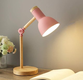 Lámpara Escritorio Madera Rosa