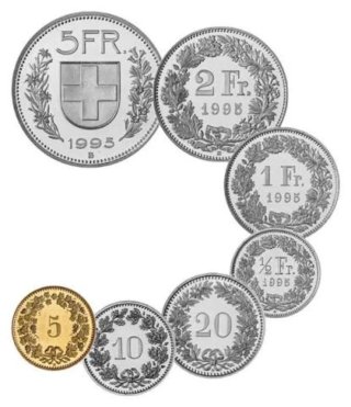 Lote de 7 monedas suizas