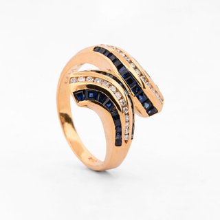 Anillo Oro Amarillo 18kt zafiros y diamantes