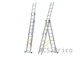 Escalera Aluminio 3x8 - 2,32+2,32+2,32 M - 54-60-54x25mm