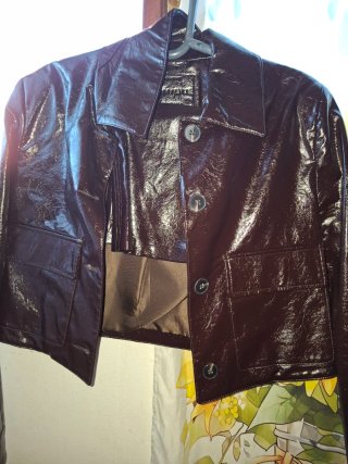 Chaqueta de Mujer Efecto Piel Marrón Y falda