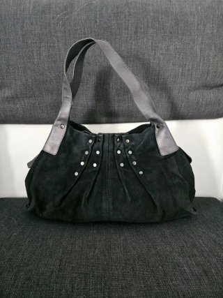 Borsa Iacucci Pelle Scamosciata Nera Argento