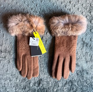 Guantes de Mujer Marrones con Pelo