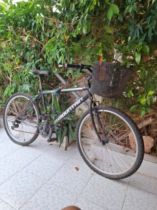 Bicicleta de montaña con cesta.