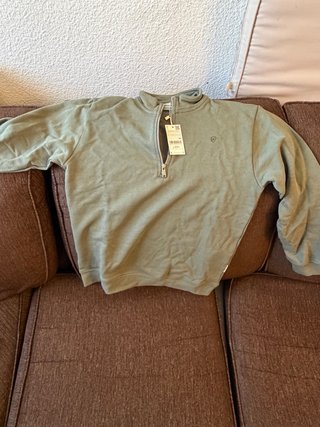 Sudadera niño verde con cremallera talla 15-16