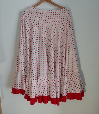 Falda de Flamenco Blanca con Lunares Rojos