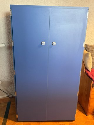 Armario Azul de Madera con 3 Estantes
