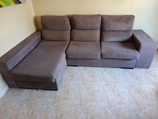 Sofá cama chaiselongue gris