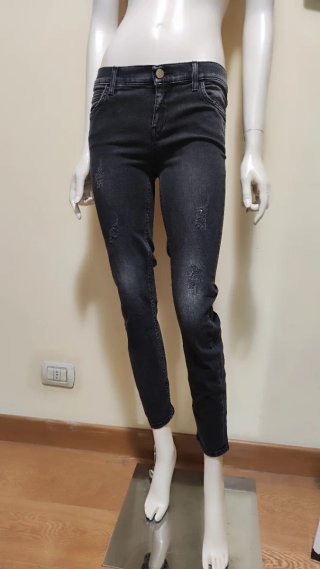 Jeans elasticizzati neri effetto used