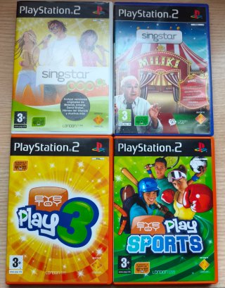 Lote 4 Videojuegos PS2: Singstar, EyeToy