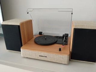 Tocadiscos Create con Altavoces Beige/Marrón