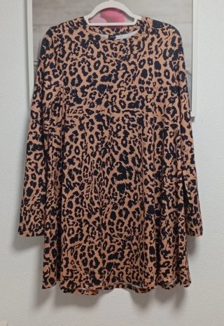 Vestido estampado leopardo manga larga