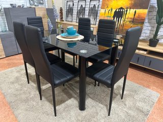 Mesa de Comedor Negra con 6 Sillas