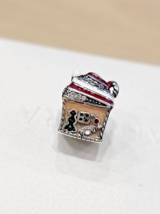 Charm Casita Navideña Plata Navidad